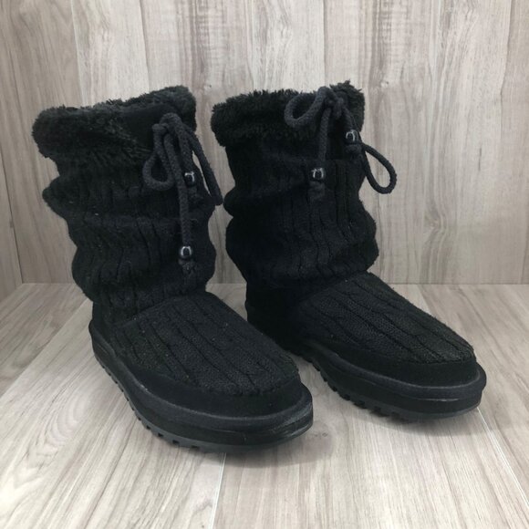 Skechers Shoes - Skechers Boots Womens 7.5 Black Knit Slouch Pull On Winter Shoes